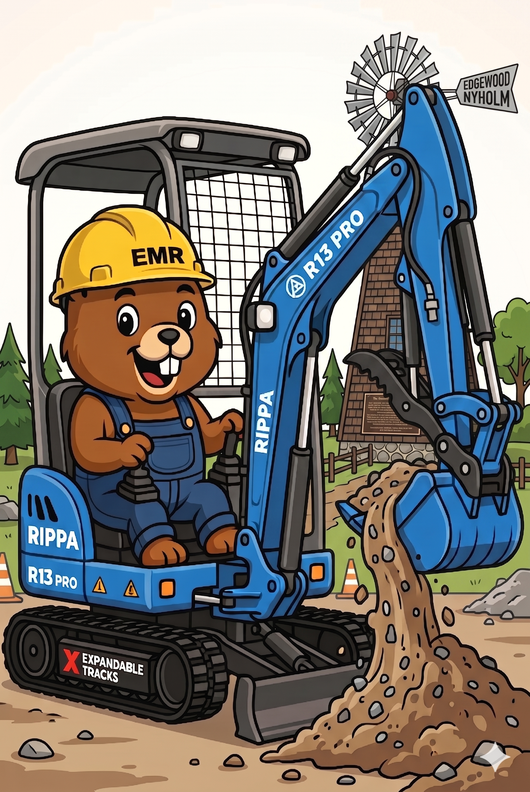 Edgewood Milton Rental Company - EMR Beaver Mascot on Rippa R13 PRO